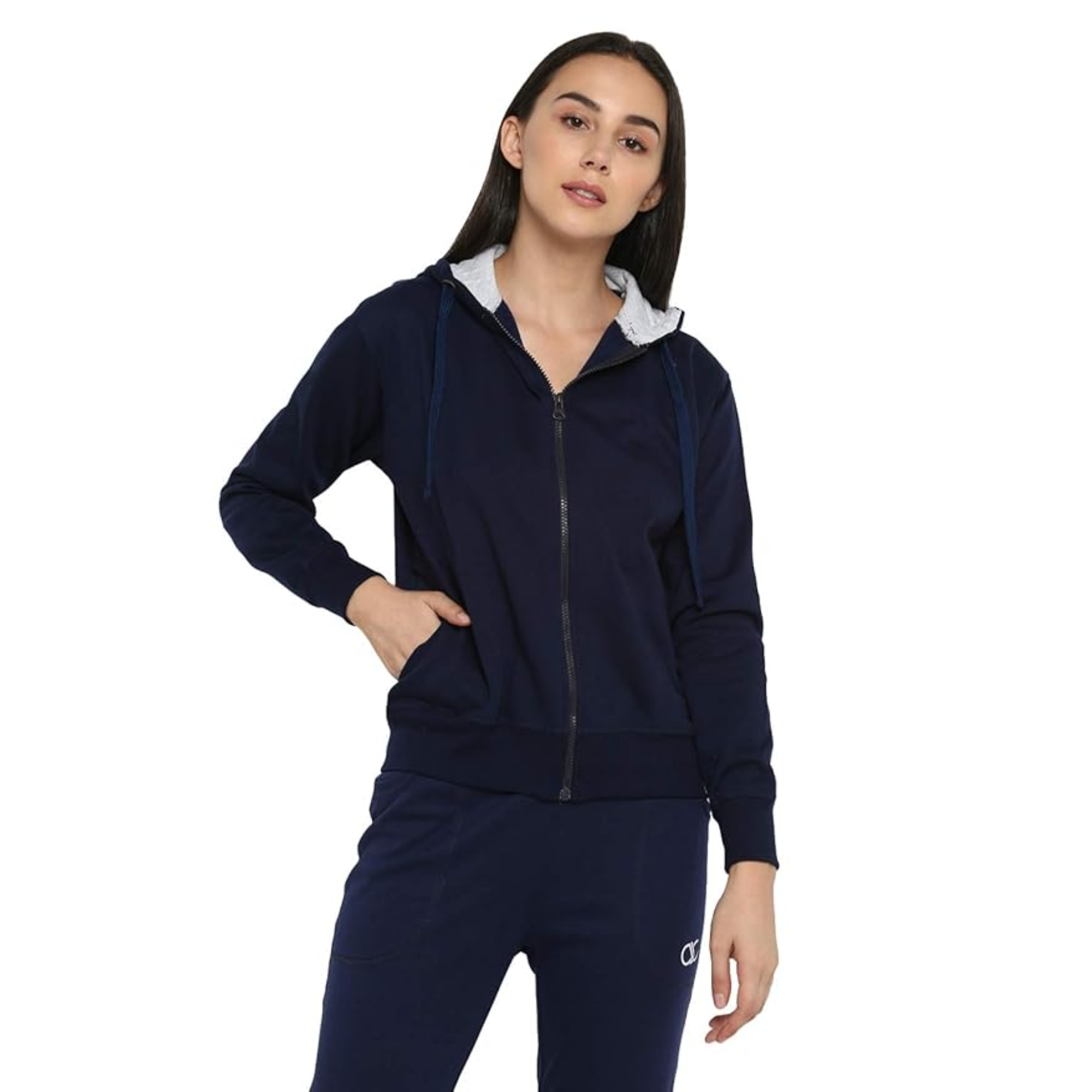 Alan Jones Clothing Women's Solid Zipper Hooded Sw...